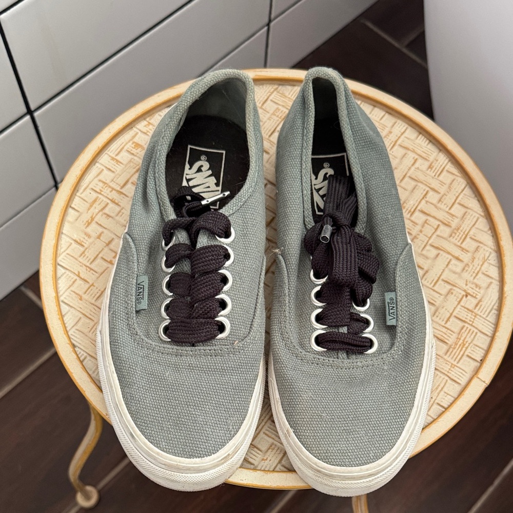 Vans Men's Black and Gray Canvas Sneakers
